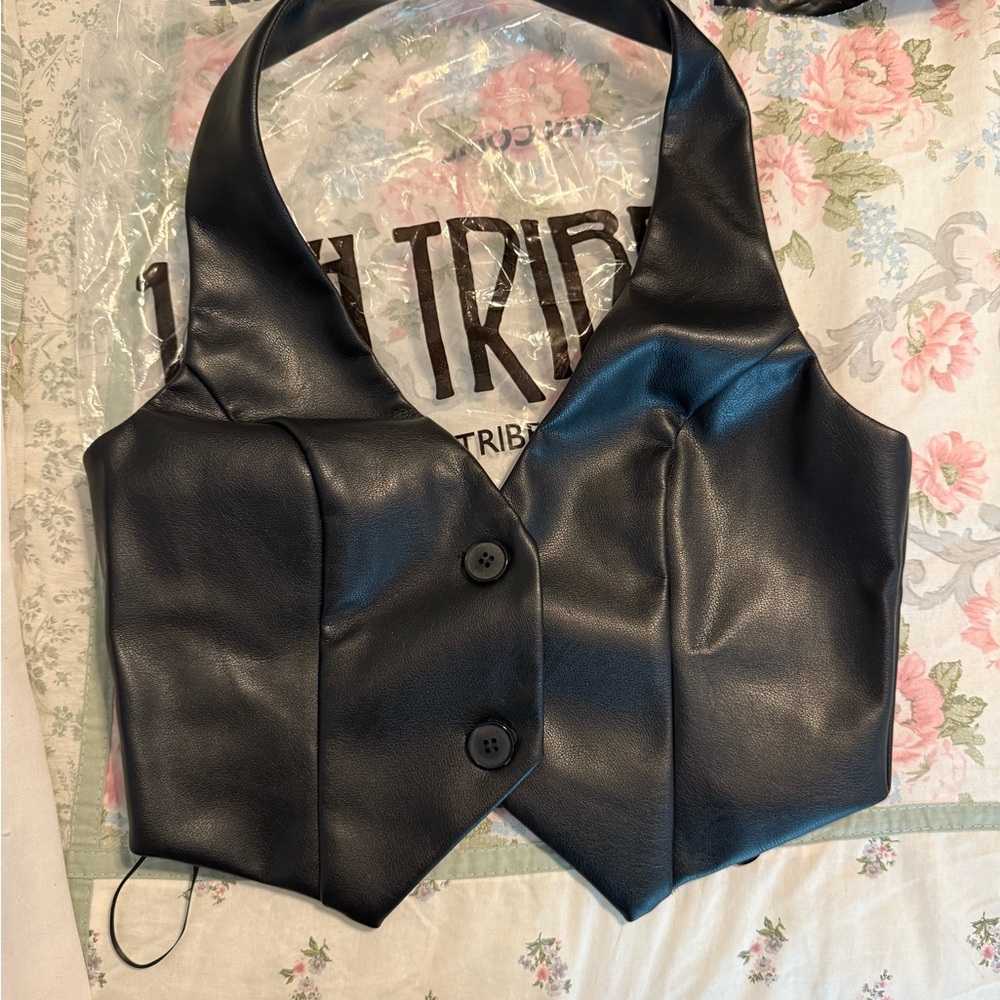 12th Tribe Black Crop Top with Silver Accents